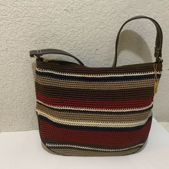 THE SAK Multi-Color Stripe Crochet Short Shoulder Handbag NWOT - Picture 1 of 11
